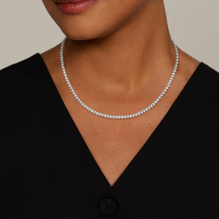 Celoray Custom 14K White Gold 8ct VVS Lab Diamonds Tennis Necklace 16 inch Celoray Customized 7.4ct VS Lab Diamonds Tennis Link Chain Necklace In 14K White Gold