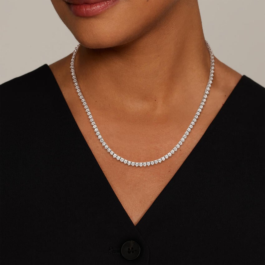 DN250721P (4) Celoray Customized 10.6ct VS Lab Diamonds Tennis Link Chain Necklace In 14K White Gold
