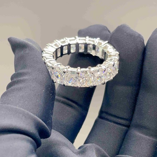 Celoray Customized PT950 Gold 15cttw Radiant Cut VS Lab Diamond Eternity Ring
