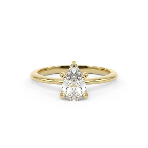 Celoray Customized 18K Solid Gold 3CT IGI Pear Diamond Solitaire Ring VVS Lab Diamond