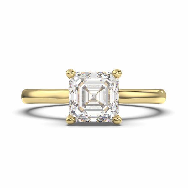 Celoray 18K Yellow Gold 3CT Asscher cut VVS Lab Diamond Engagement Ring