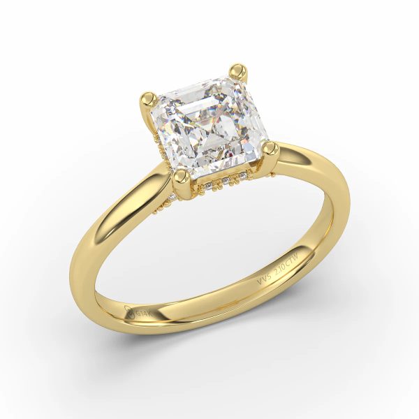 Celoray 18K Yellow Gold 3CT Asscher cut VVS Lab Diamond Engagement Ring