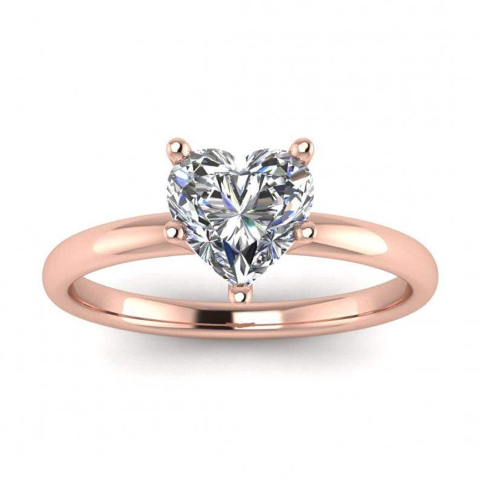 Celoray Custom 18k Solid Gold 3ct Heart Diamond Solitaire Ring for Women Celoray Custom 18k Solid Gold 3ct Heart Diamond Solitaire Ring for Women