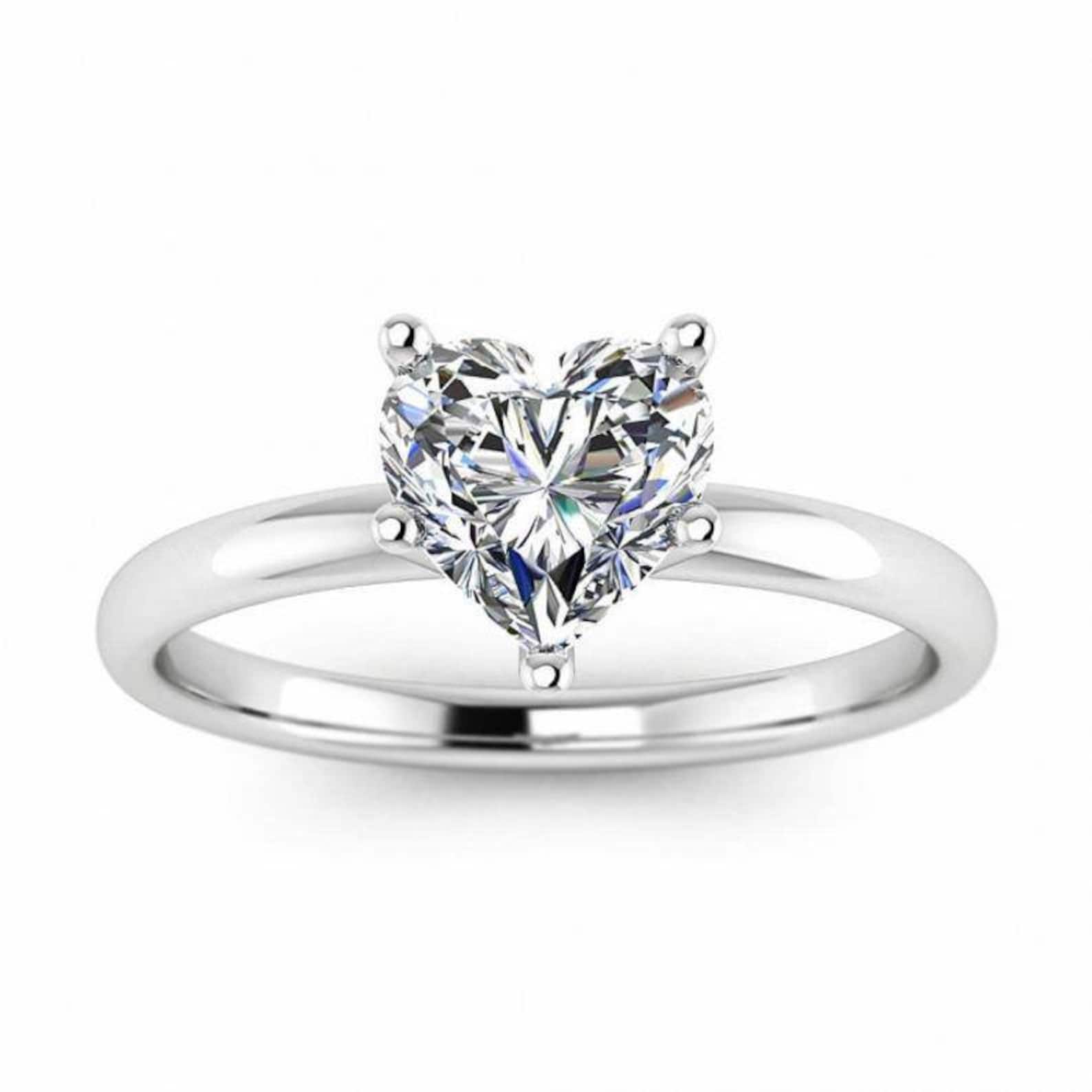 Celoray Custom 18k Solid Gold 3ct Heart Diamond Solitaire Ring for Women Celoray Custom 18k Solid Gold 3ct Heart Diamond Solitaire Ring for Women