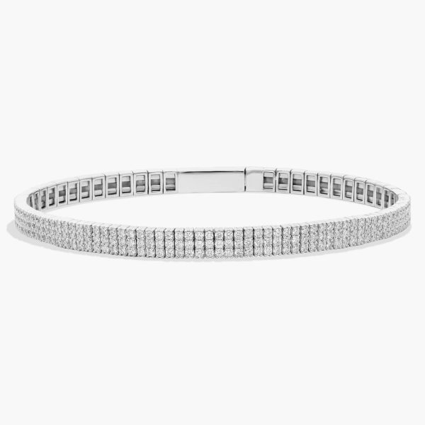 Celoray 14K White Gold 3-Row Lab Grown Pavé Diamond Bracelet 2ctw