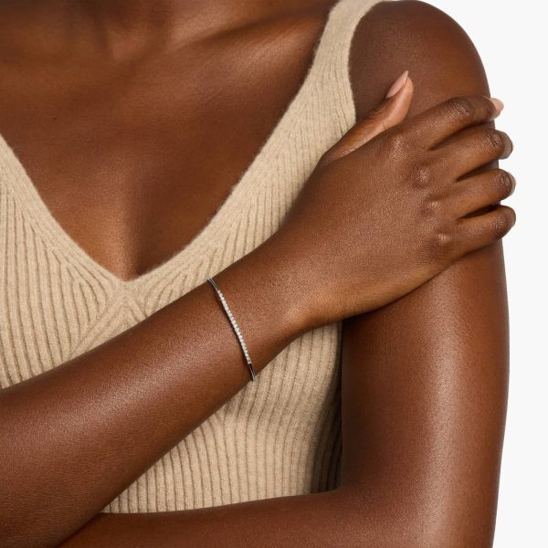 Celoray 14K White Gold Lab Diamond Half Tennis Bracelet Adjustable Size 1/2cttw