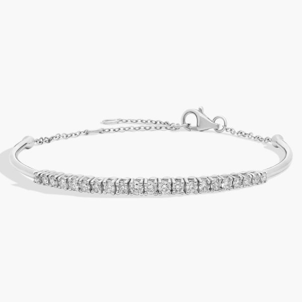 Celoray 14K White Gold Lab Diamond Half Tennis Bracelet Adjustable Size 1/2cttw