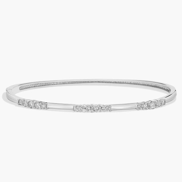 Celoray 14K White Gold 1ctw VVS Lab Diamond Station Bangle