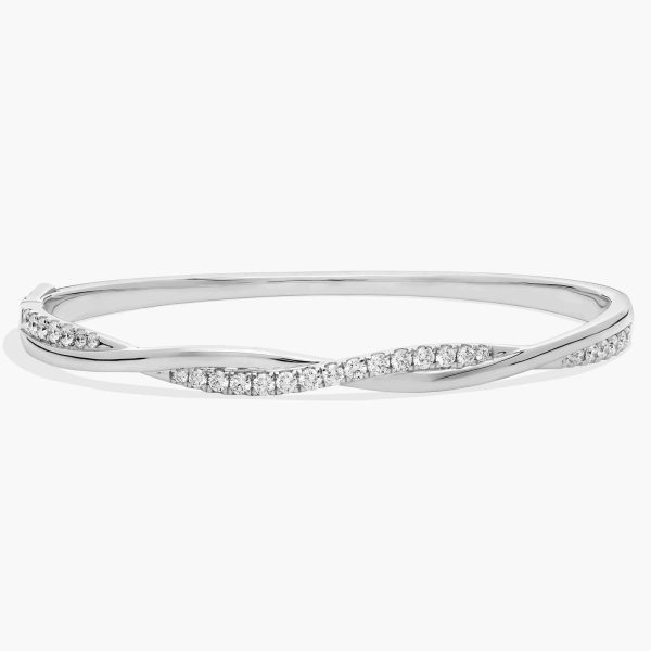 Celoray 14K White Gold Twisting Diamond Bangle Bracelet 1cttw