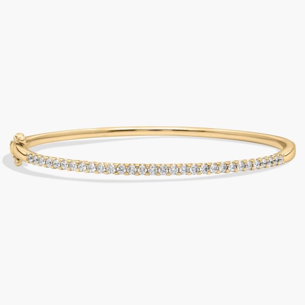 Celoray 14K Yellow Gold 2ctw Round Brilliant Cut Luna Diamond Bangle