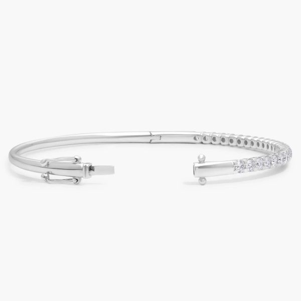 Celoray 14K White Gold 3ctw Round Brilliant Cut Luna Diamond Bangle