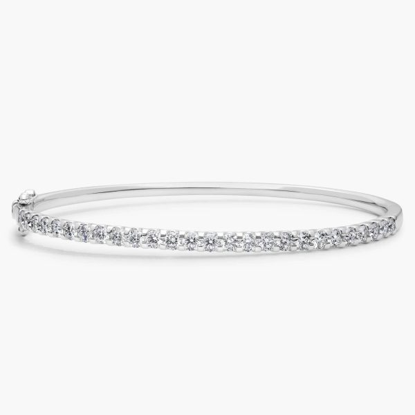 Celoray 14K White Gold 3ctw Round Brilliant Cut Luna Diamond Bangle