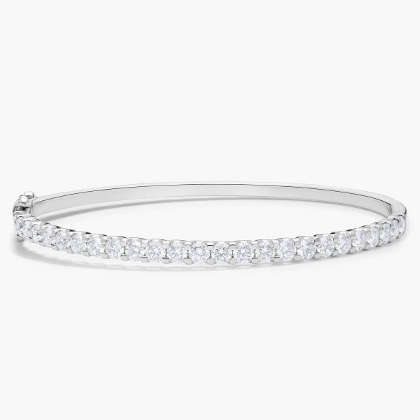 Celoray 14K White Gold 3ctw Round Brilliant Cut Luna Diamond Bangle