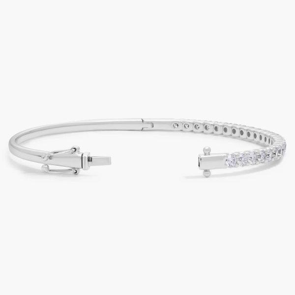 Celoray 14K White Gold 3ctw Round Brilliant Cut Luna Diamond Bangle