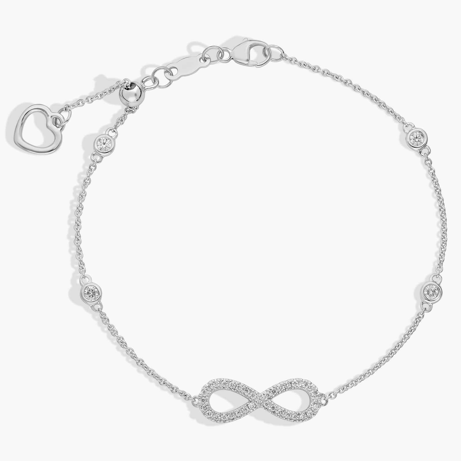 Celoray Custom 14K White Gold Infinity and Lab Diamond Station Bracelet 0.25ctw Celoray Custom 14K White Gold Infinity and Lab Diamond Station Bracelet 0.25ctw