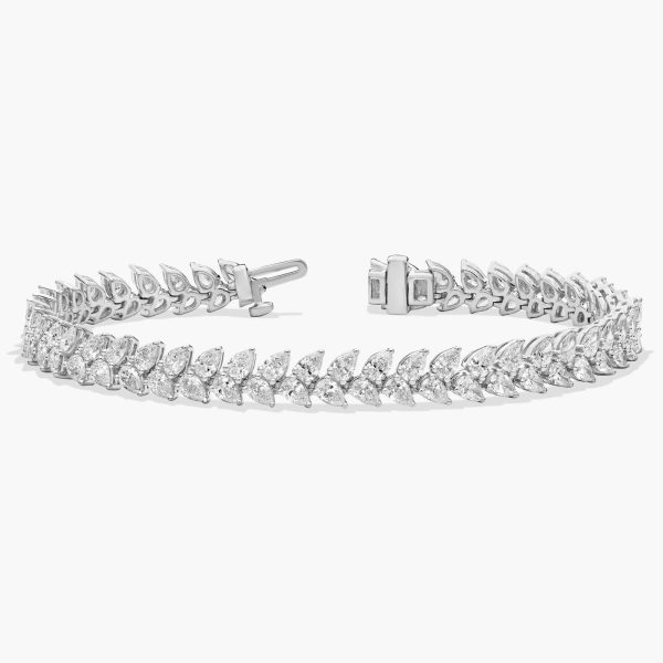 Celoray 14K White Gold 10ctw Pear Cut Lab Diamond Tennis Bracelet