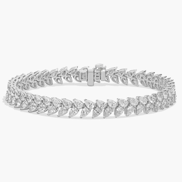 Celoray 14K White Gold 10ctw Pear Cut Lab Diamond Tennis Bracelet