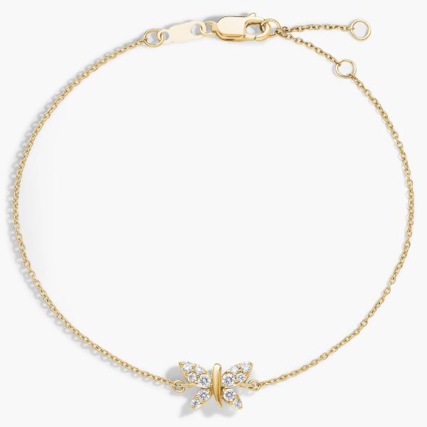 Celoray Customized 14K Yellow Gold Diamond Butterfly Bracelet 0.15cttw