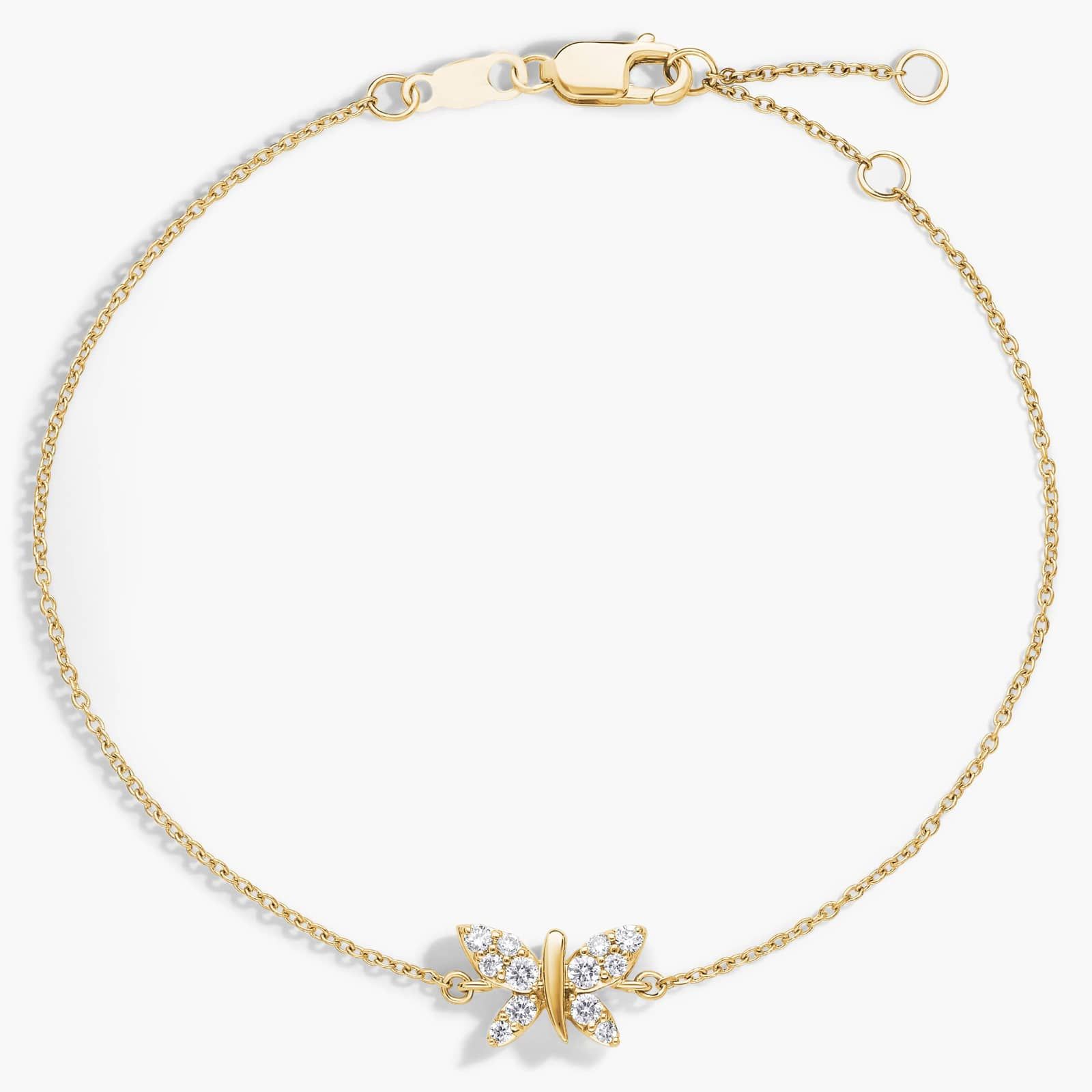 Celoray Customized 14K Yellow Gold Diamond Butterfly Bracelet 0.15cttw Celoray Customized 14K Yellow Gold Diamond Butterfly Bracelet 0.15cttw