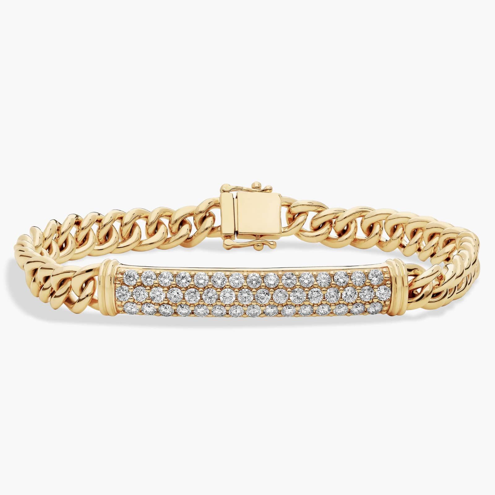 Celoray 2.5ctw Men’s Diamond Link Bar Bracelet In 14K Yellow Gold Celoray 2.5ctw Men’s Diamond Link Bar Bracelet In 14K Yellow Gold