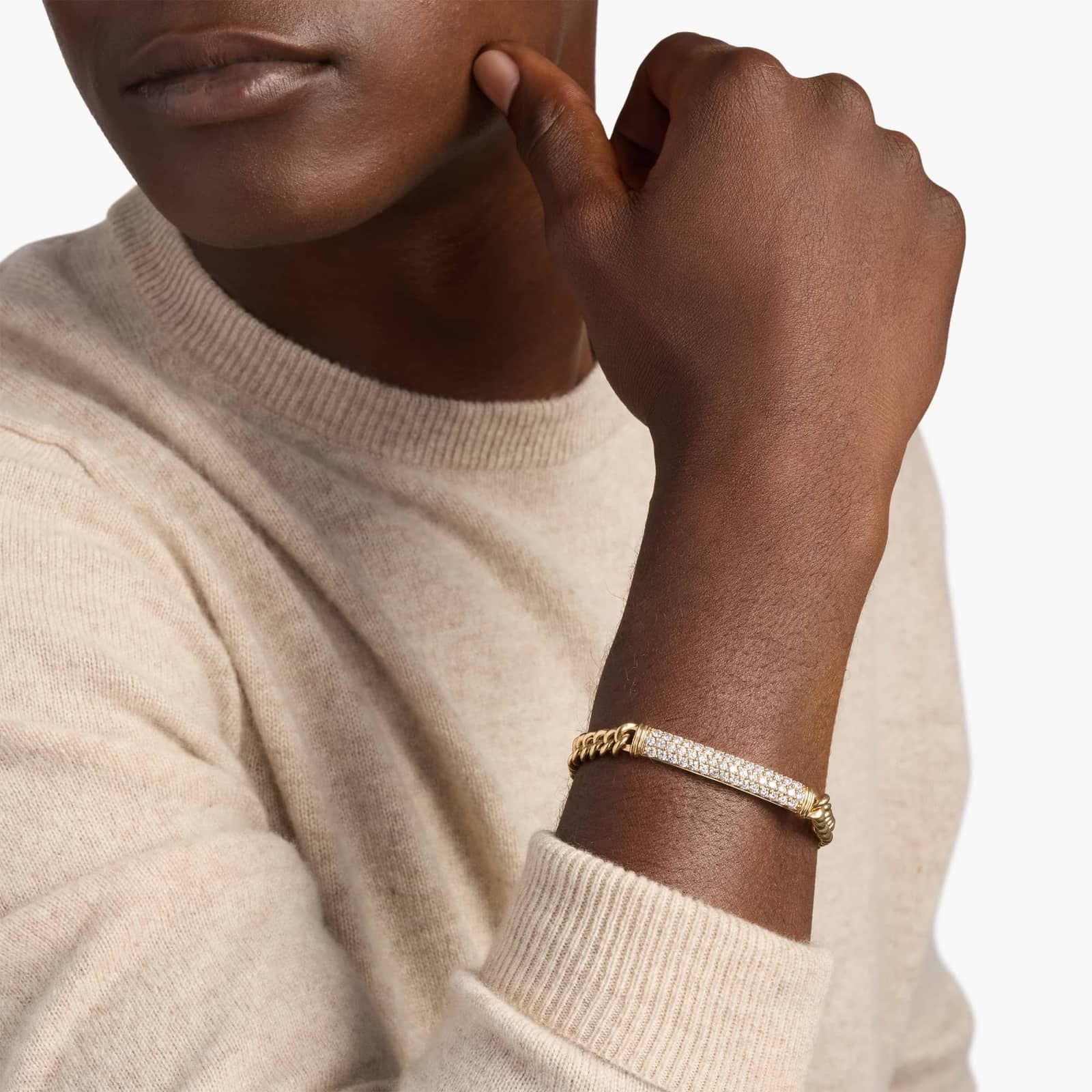 Celoray 2.5ctw Men’s Diamond Link Bar Bracelet In 14K Yellow Gold Celoray 2.5ctw Men’s Diamond Link Bar Bracelet In 14K Yellow Gold