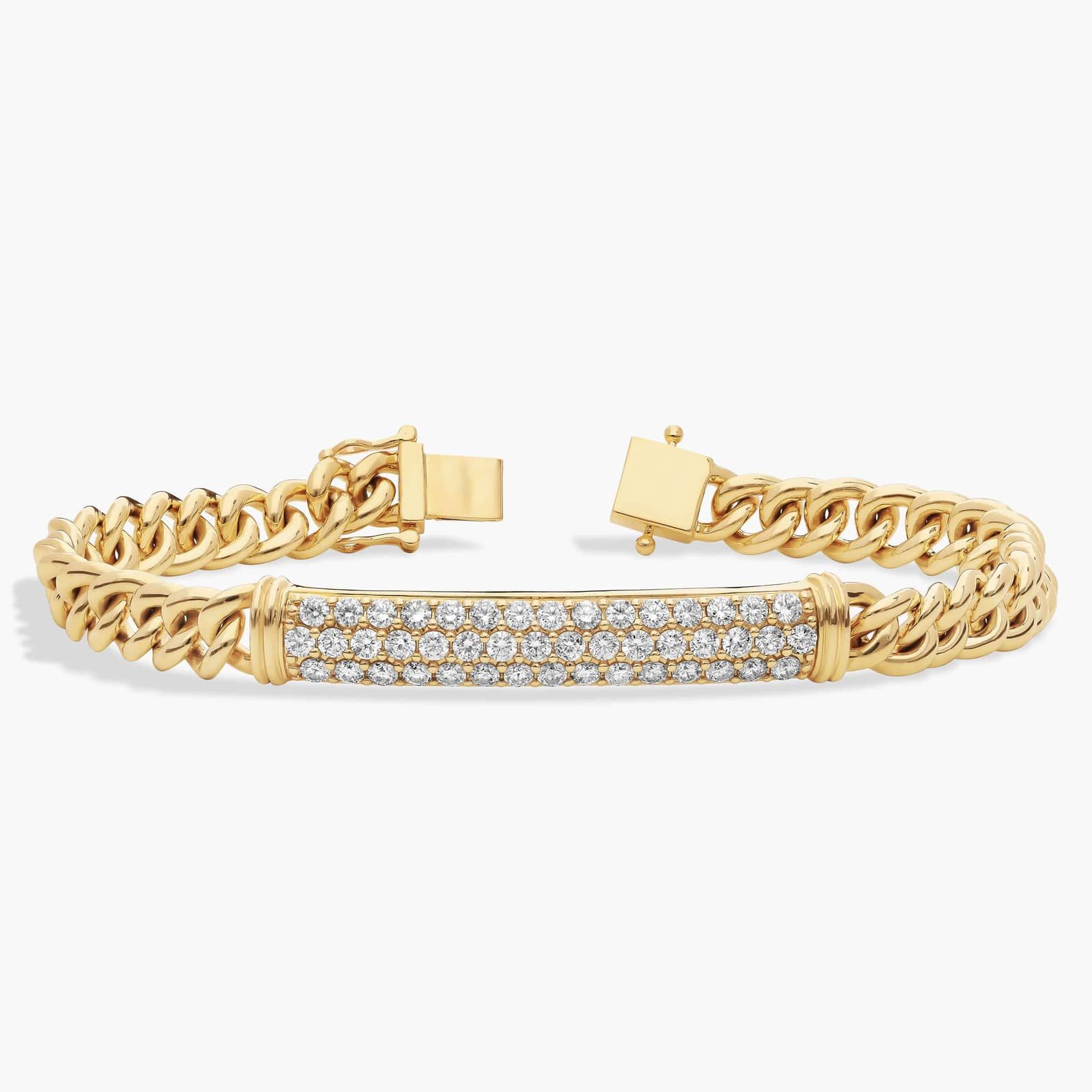 Celoray 2.5ctw Men’s Diamond Link Bar Bracelet In 14K Yellow Gold Celoray 2.5ctw Men’s Diamond Link Bar Bracelet In 14K Yellow Gold