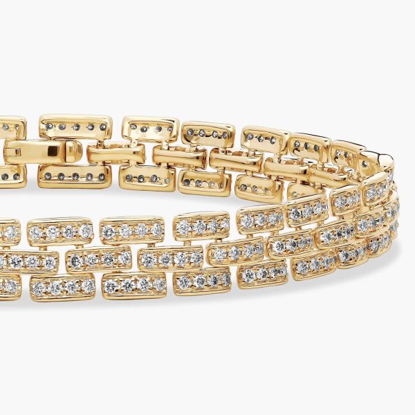 Celoray Customized 2ctw Diamond Panthere Link Bracelet In 14K Yellow Gold
