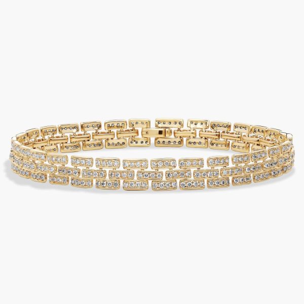 Celoray Customized 2ctw Diamond Panthere Link Bracelet In 14K Yellow Gold
