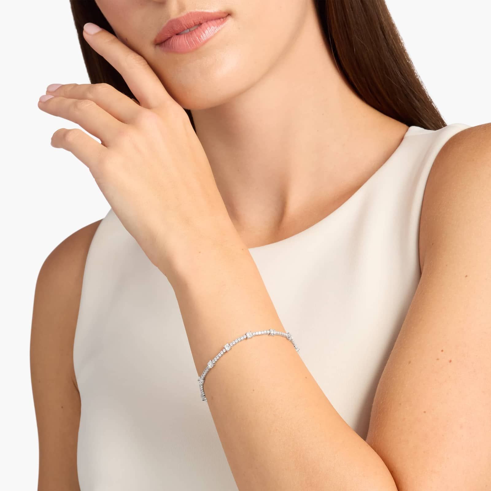 Celoray Custom 14K White Gold 3-Row Lab Tennis Diamond Bracelet 11cttw Celoray Custom 14K White Gold 3-Row Lab Tennis Diamond Bracelet 11cttw