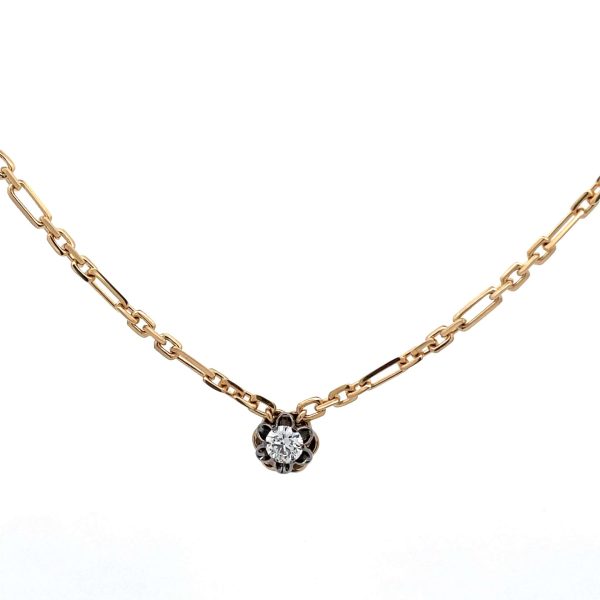 Celoray Custom 18K Yellow Gold with Black Rhodium 1ct VS Diamond Pendant Link Chain for Women