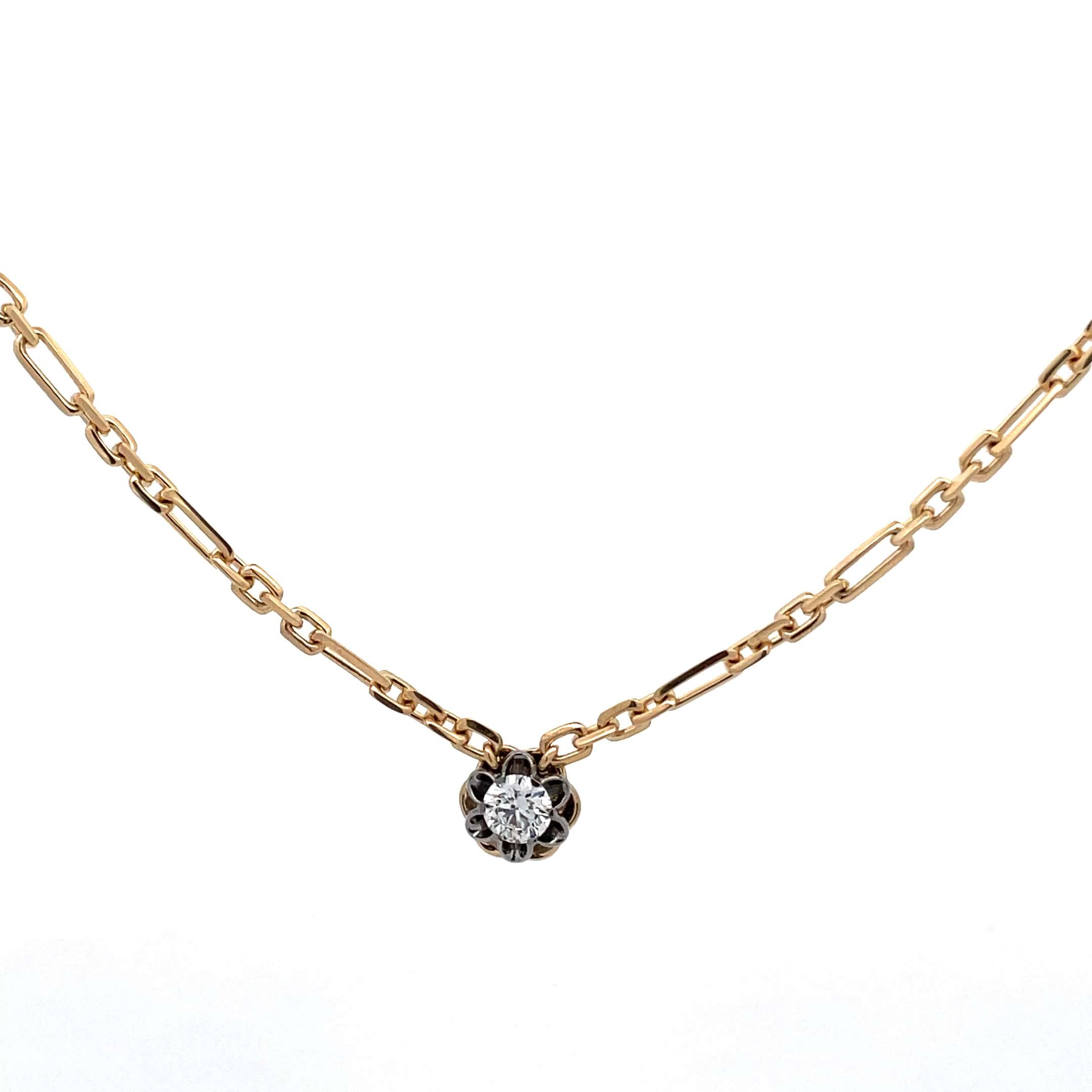 Celoray Custom 18K Yellow Gold with Black Rhodium 1ct VS Diamond Pendant Link Chain for Women Celoray Custom 18K Yellow Gold with Black Rhodium 1ct VS Diamond Pendant Link Chain for Women
