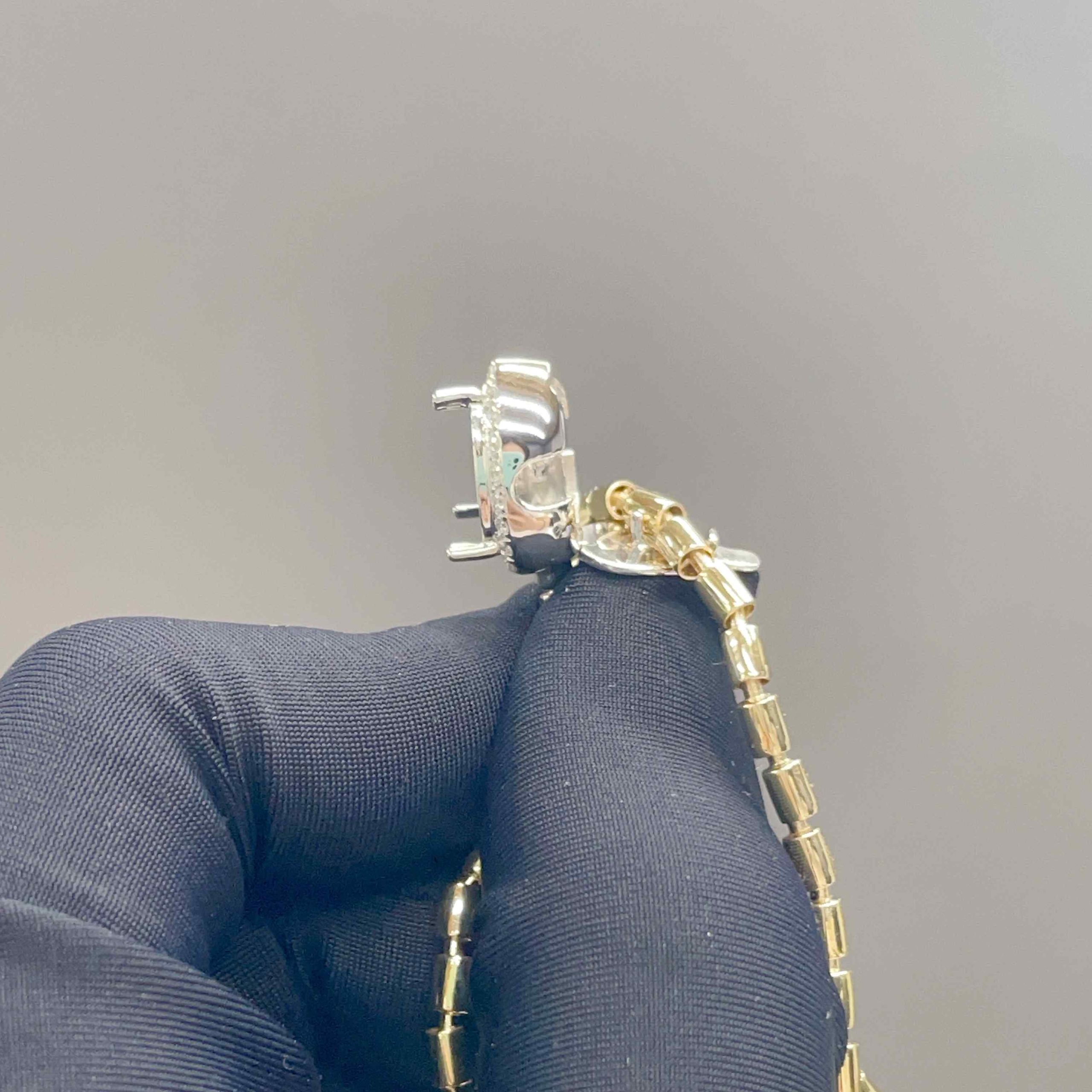 Celoray Custom 0.2ctw Cylinder Snake Link Chain Necklace In 9K Yellow Gold Celoray Custom 0.2ctw Cylinder Snake Link Chain Necklace In 9K Yellow Gold