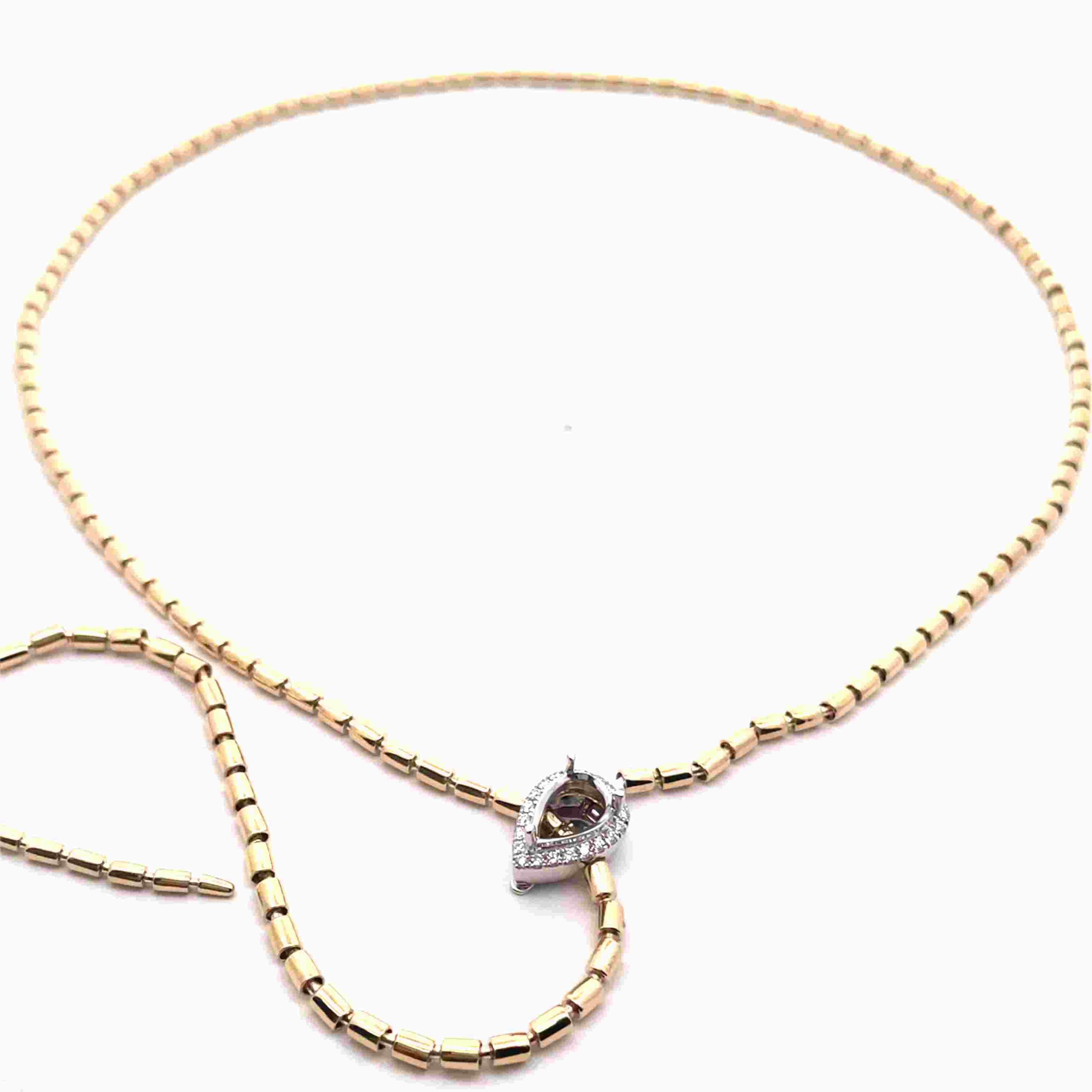 DN250804B (2) Celoray Custom 0.2ctw Cylinder Snake Link Chain Necklace In 9K Yellow Gold