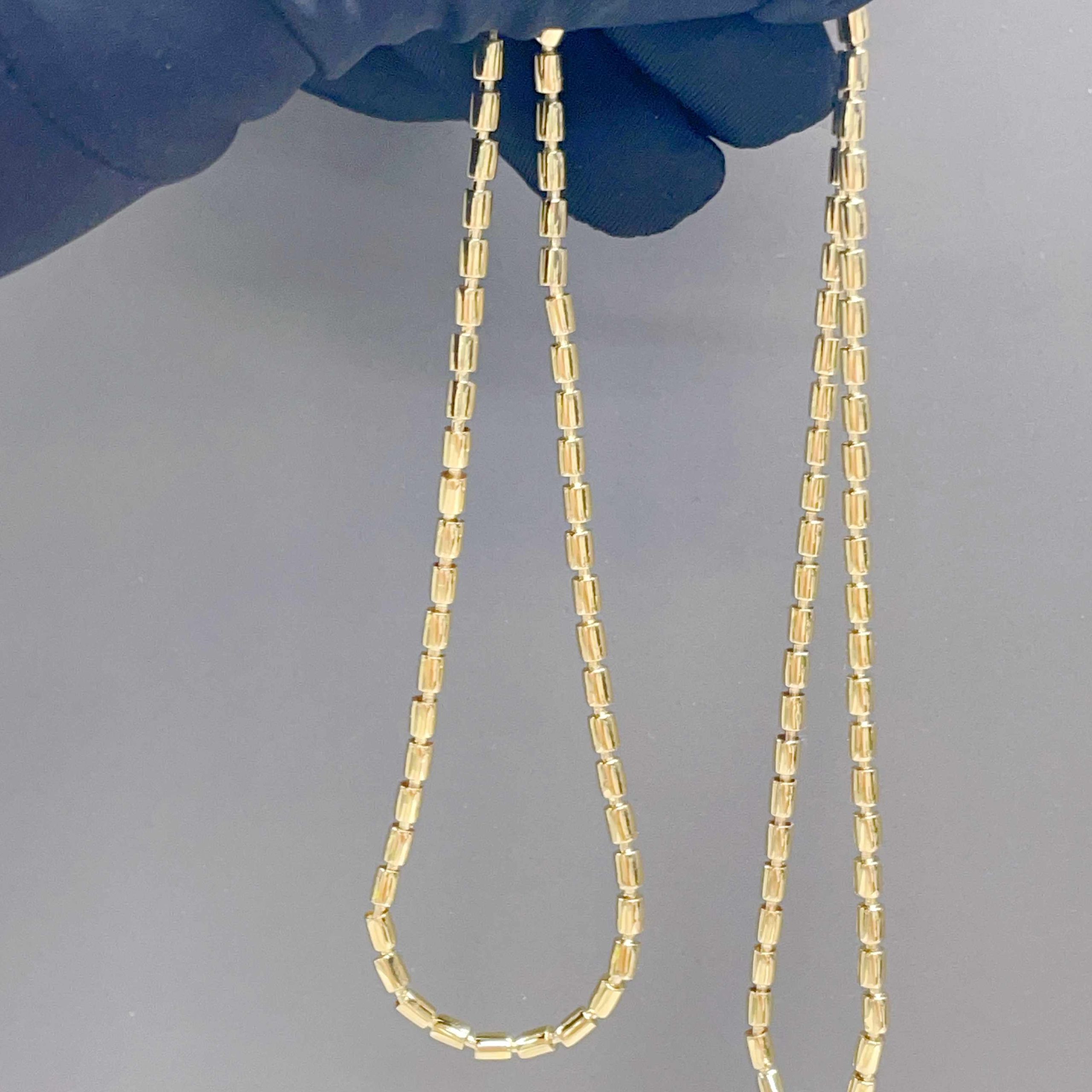 Celoray Custom 0.2ctw Cylinder Snake Link Chain Necklace In 9K Yellow Gold Celoray Custom 0.2ctw Cylinder Snake Link Chain Necklace In 9K Yellow Gold