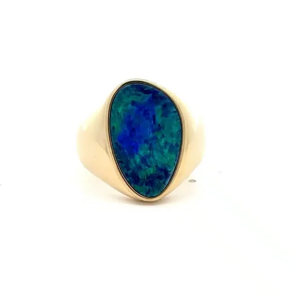 Celoray Customized 18K Yellow Gold 4CT Natural Opal Elegant Cocktail Ring