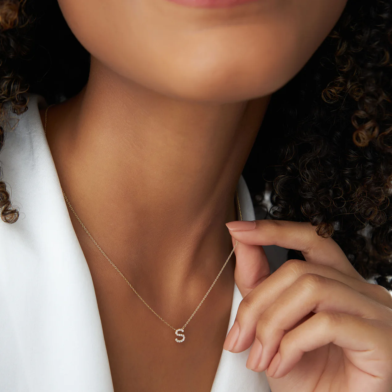Celoray Customized 14K Pure Gold Letter M Lab Diamond Pendant Necklace (4) Celoray Customized 14K Pure Gold Letter M Lab Diamond Pendant Necklace