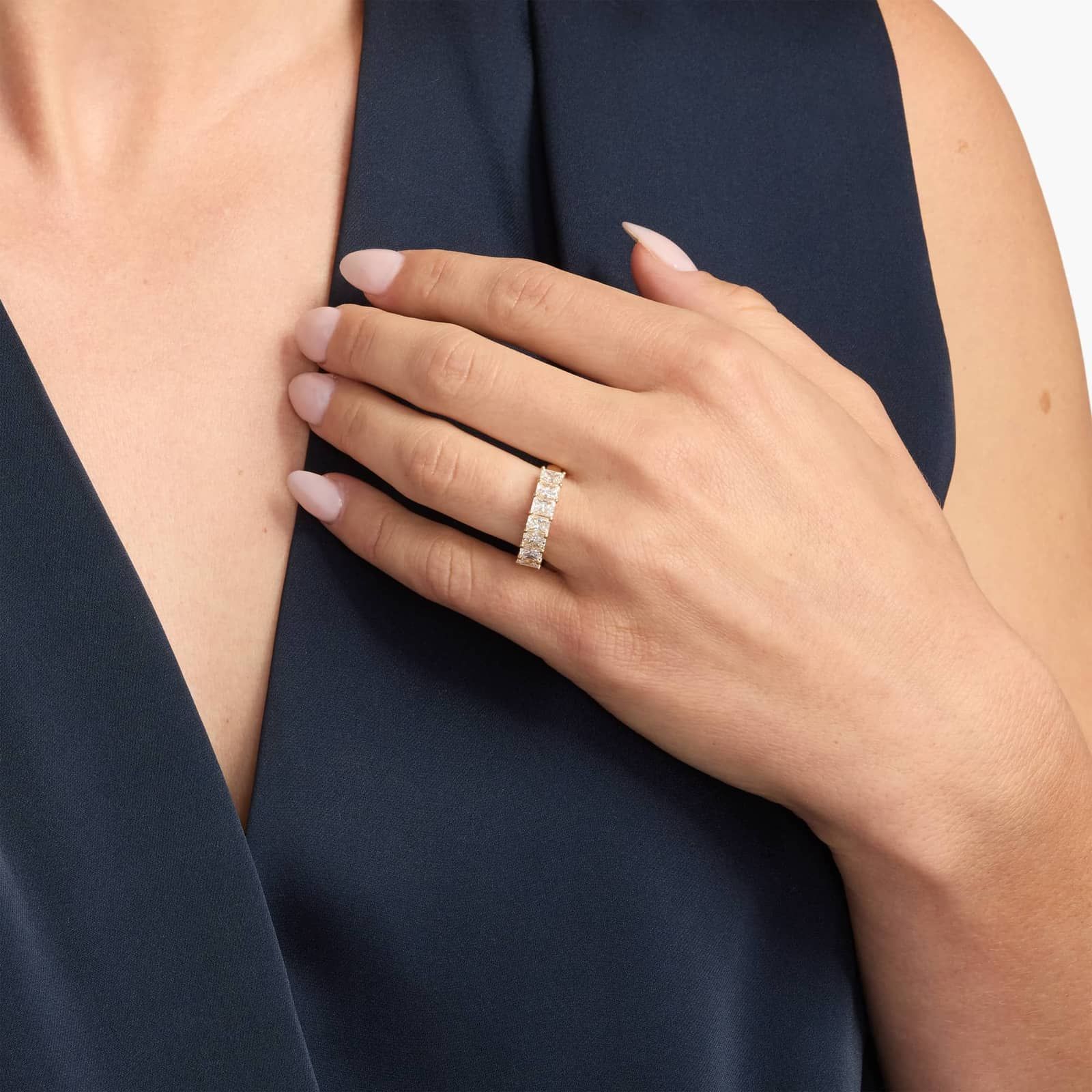 Celoray Custom 2CT Half Wedding Band Radiant Diamond Anniversary Ring in 14K Rose Gold Celoray Custom 2CT Half Wedding Band Radiant Diamond Anniversary Ring in 14K Rose Gold