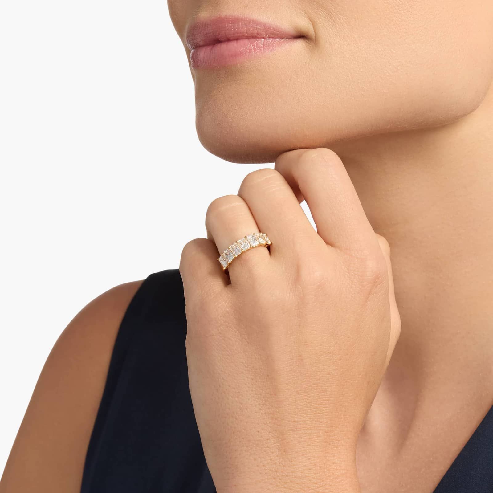 Celoray Custom 2CT Half Wedding Band Radiant Diamond Anniversary Ring in 14K Rose Gold Celoray Custom 2CT Half Wedding Band Radiant Diamond Anniversary Ring in 14K Rose Gold