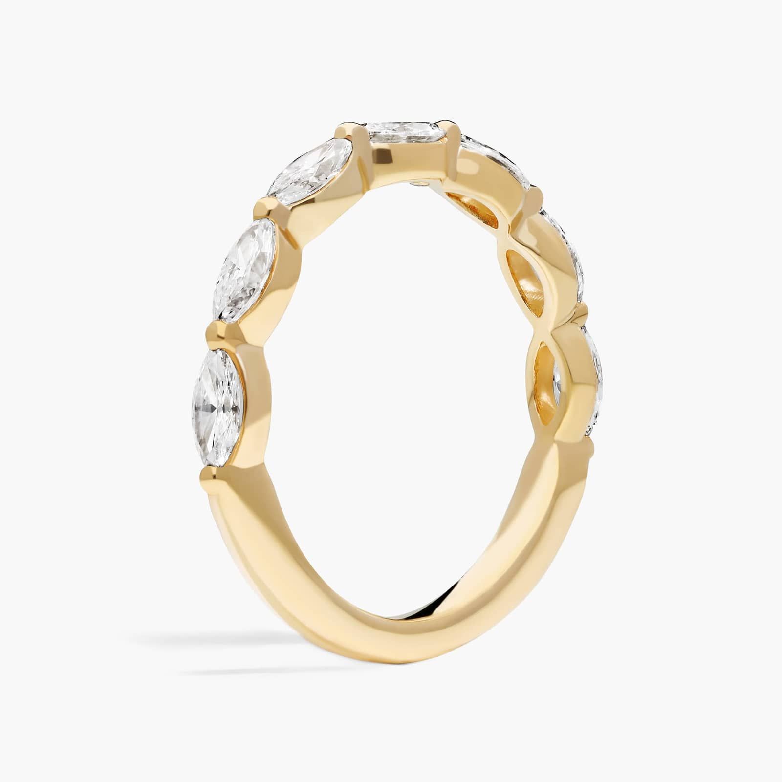 Celoray Custom 1CT Half Wedding Band Marquise Diamond Anniversary Ring in 14K Yellow Gold Celoray Custom 1CT Half Wedding Band Marquise Diamond Anniversary Ring in 14K Yellow Gold