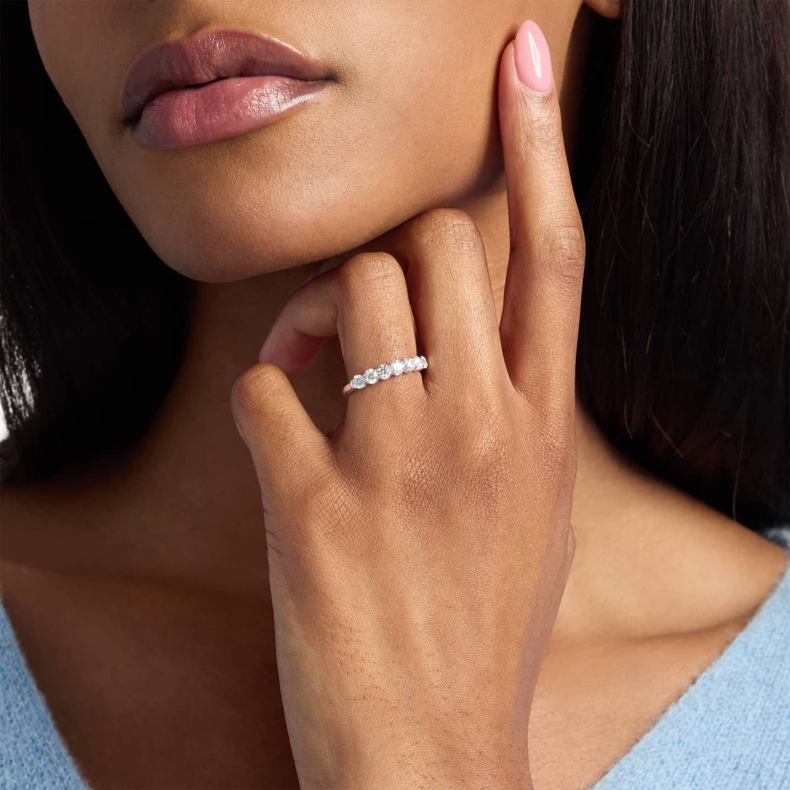 Celoray Custom 1CT Half Wedding Band Round Diamond Anniversary Ring in 14K Rose Gold Celoray Custom 1CT Half Wedding Band Round Diamond Anniversary Ring in 14K Rose Gold