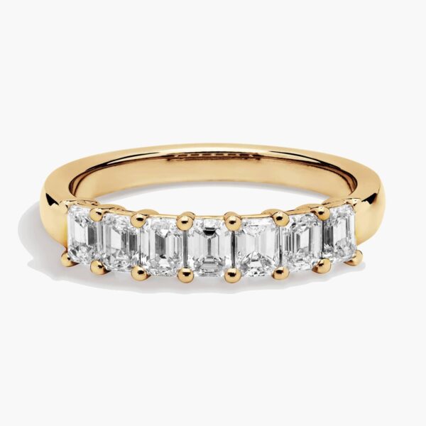 Celoray Custom 1CT Half Wedding Band Emerald Diamond Anniversary Ring in 14K Yellow Gold