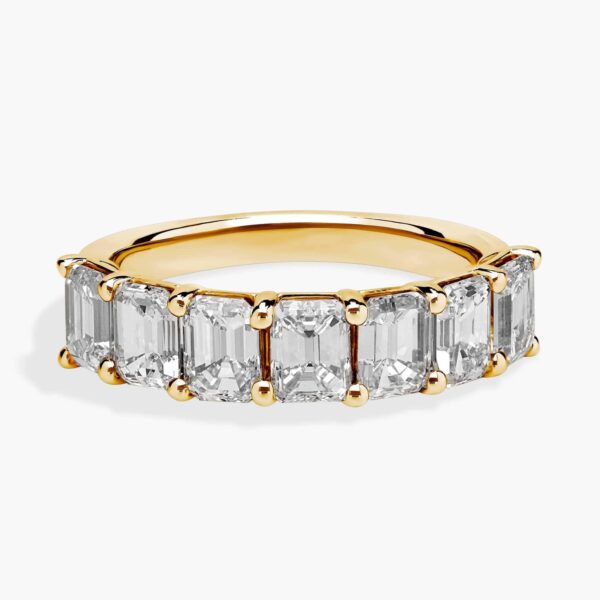 Celoray Custom 3CT Half Wedding Band Emerald Diamond Anniversary Ring in 14K Yellow Gold