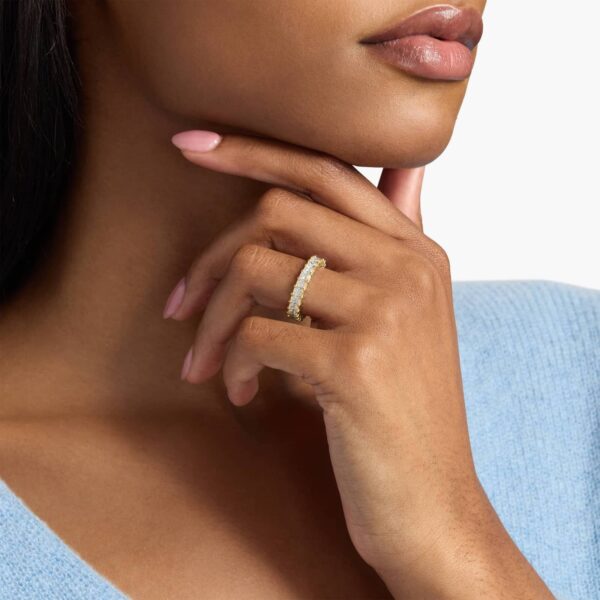 Celoray Customized 4ct Wedding Band Radiant Cut Eternity Diamond Ring In 14K Yellow Gold