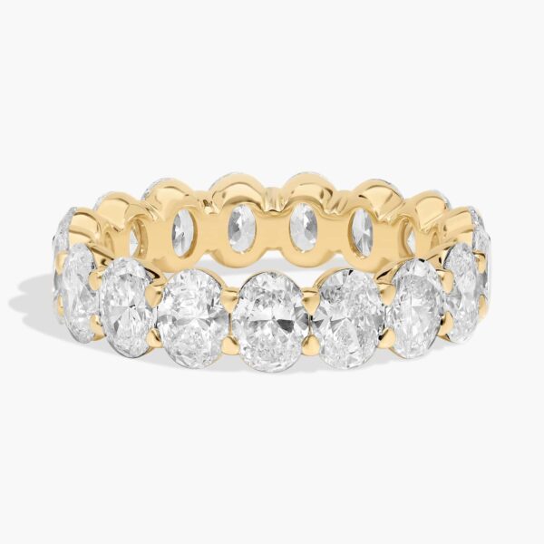 Celoray Customized 4ct Wedding Band Oval Cut Eternity Diamond Ring In 14K Yellow Gold