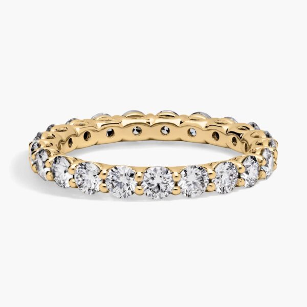 Celoray Customized 2ct Wedding Band Round Brilliant Cut Eternity Diamond Ring In 14K Yellow Gold