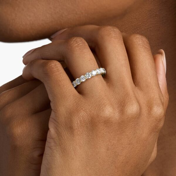 Celoray Customized 3ct Wedding Band Round Brilliant Cut Eternity Diamond Ring In 14K Yellow Gold