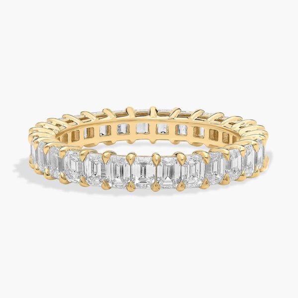 Celoray Customized 2ct Wedding Band Emerald Cut Eternity Diamond Ring In 14K Yellow Gold