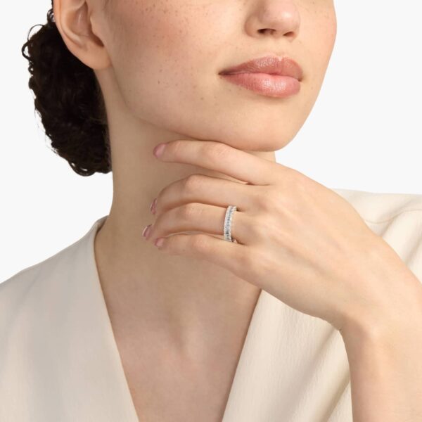 Celoray Customized 4ct Wedding Band Emerald Cut Eternity Diamond Ring In 14K Yellow Gold