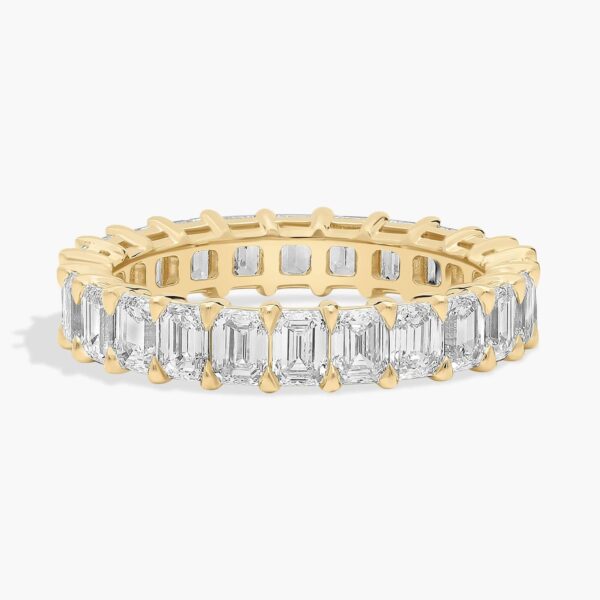 Celoray Customized 4ct Wedding Band Emerald Cut Eternity Diamond Ring In 14K Yellow Gold