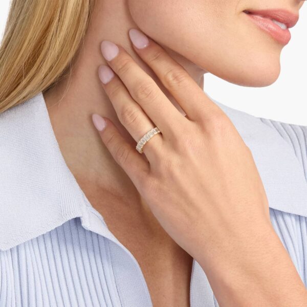 Celoray Customized 5ct Wedding Band Emerald Cut Eternity Diamond Ring In 14K Yellow Gold